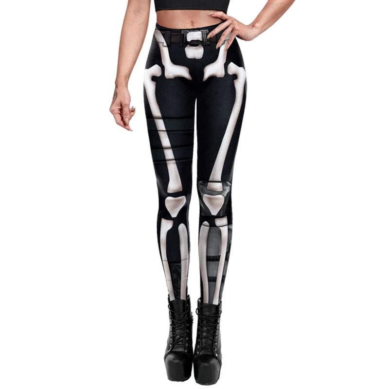 Halloween 3D Skull Print Pants Halloween 3D Skull Print Ankle Tight Leggings