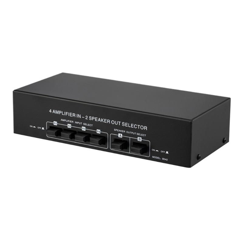 4 in 2 Out Amplifiers Switcher Selector Speaker Splitters Switcher Box Selector 4 in 2 Out Switcher Banana Adapters