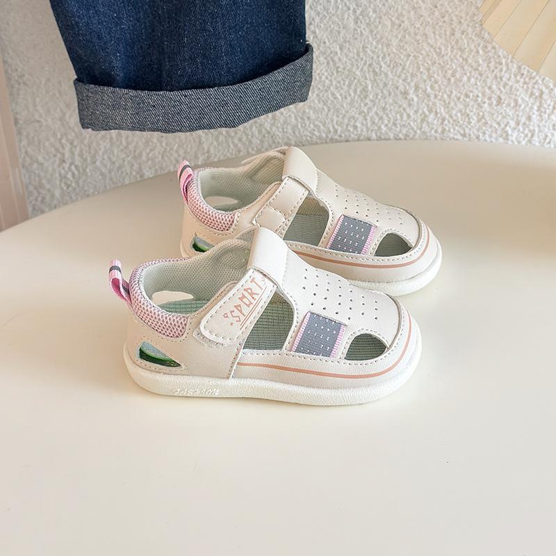 Boys sandals thin 2025 new summer children's toddler shoes mesh breathable boys sports double mesh shoes bag head