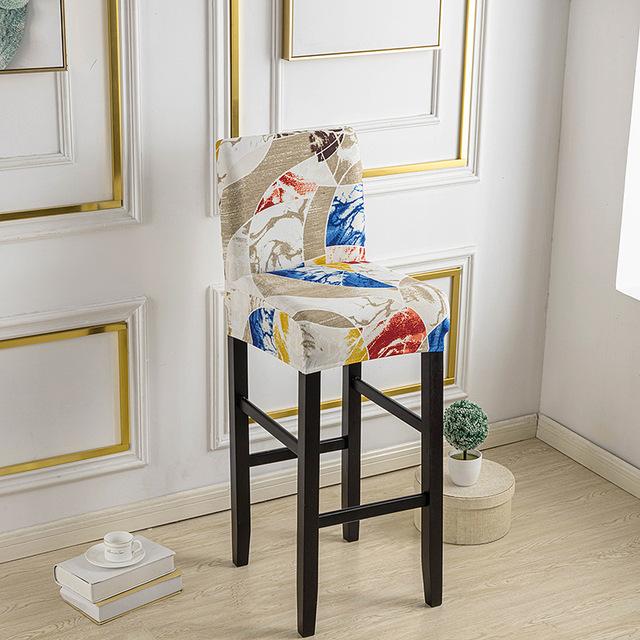 Coprisedile Sgabello da Bar con Stampa Geometrica Schienale Basso Coprisedili Senza Braccioli Elasticizzati in Spandex per Sala da Pranzo Hotel Arredamento Casa