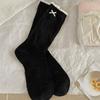 Floral Bowed Socks - Women's Mid-length Socks. Spring/Summer Lightweight Open-patterned Pile Socks. Summer Stockings.