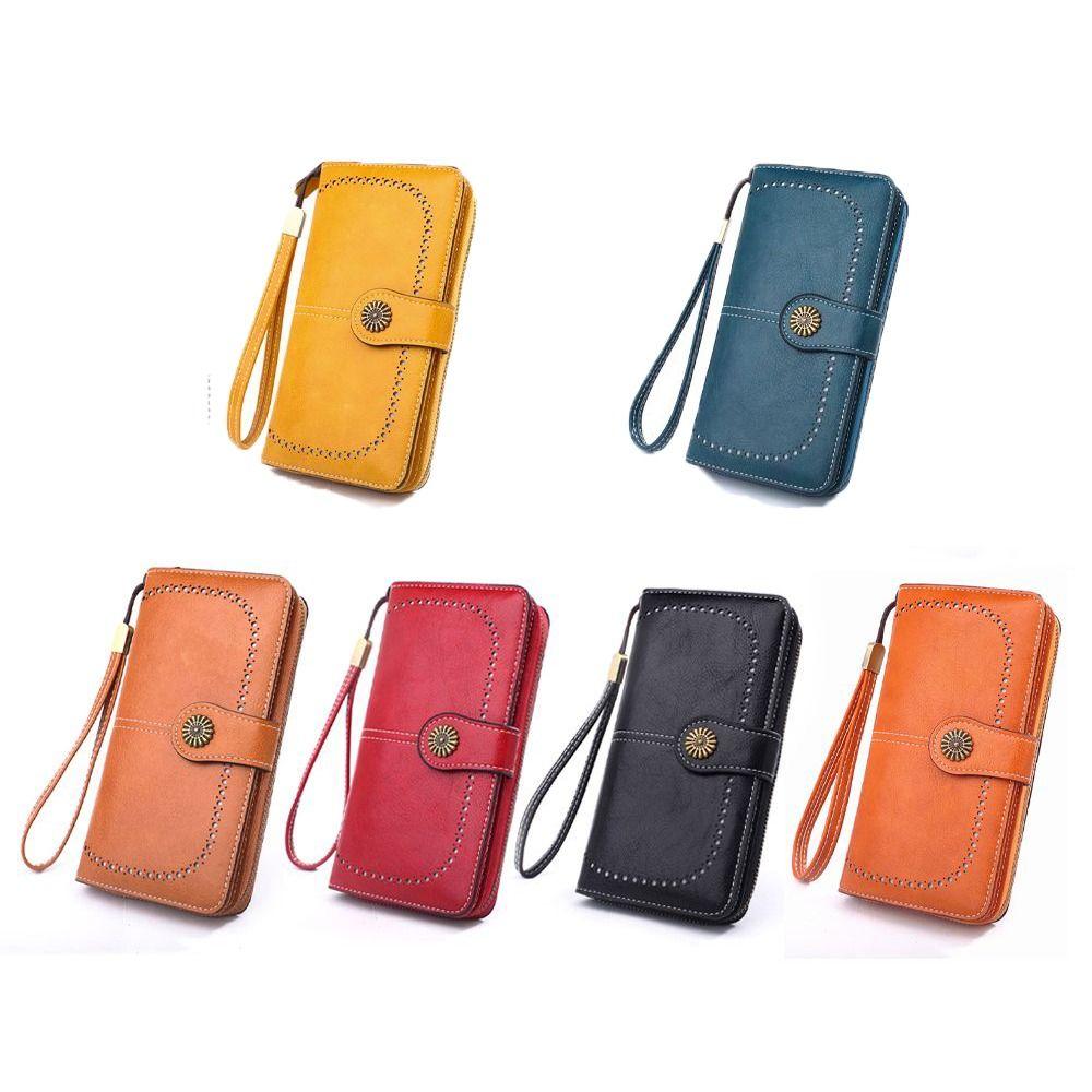 Elegant Vintage Zipper Flower PU Leather Korean Handbag Purse Wallets Women Coin Purse Card Holder