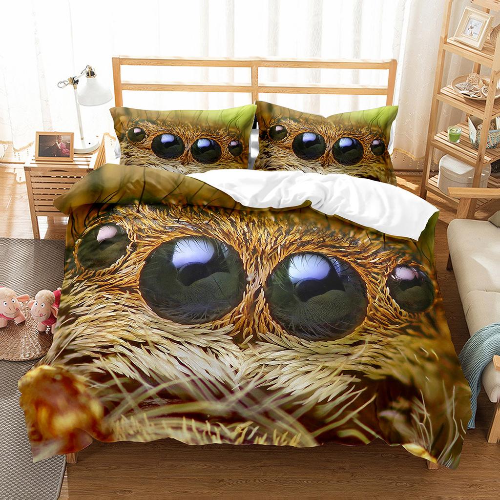 Spider Insect King Queen Duvet Cover Cute Microscopic Animal Bedding Set Natural Creatures Quilt Cover Polyester Comforter Cover