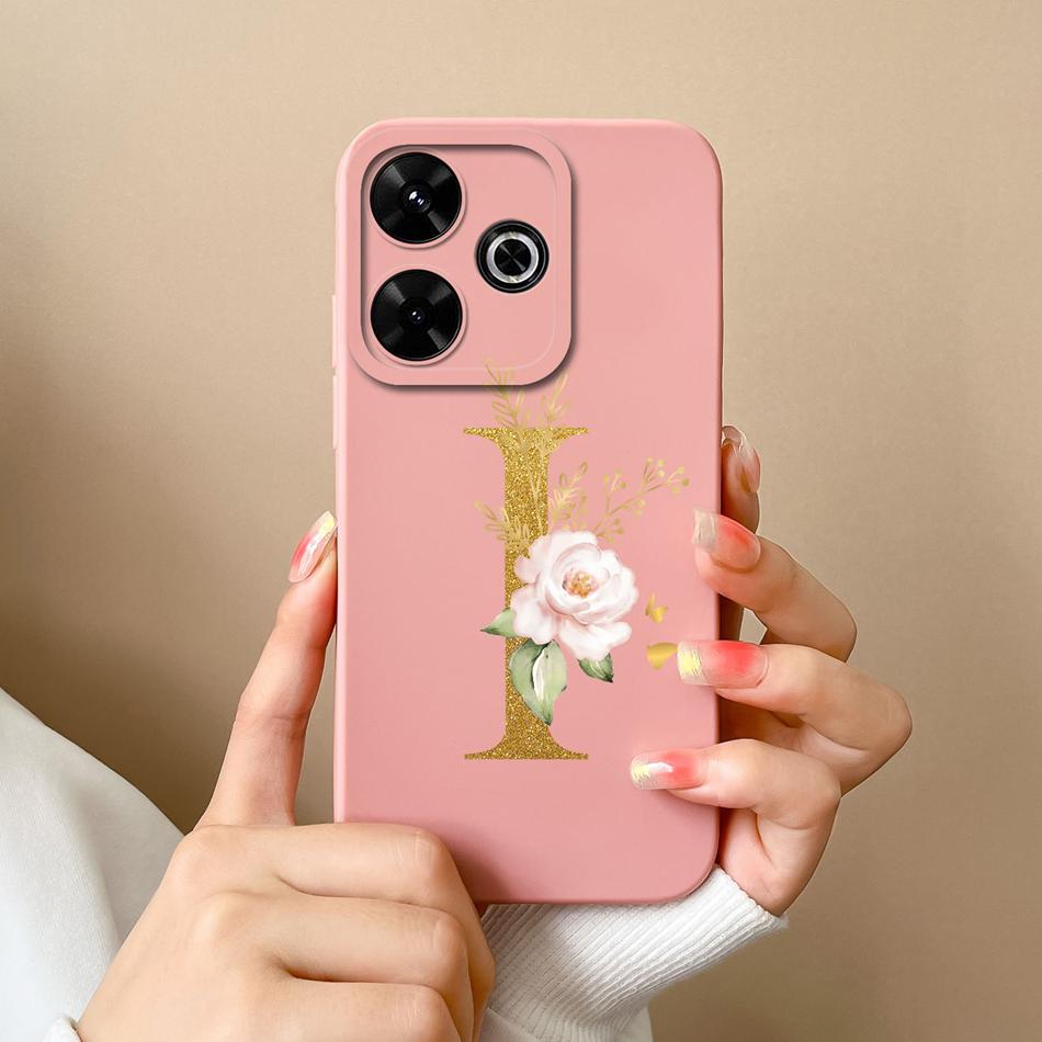 Elegant Case For Redmi 13 4G Personalized Letter Soft Liquid Silicone Protective Phone Cover For Xiaomi Redmi13 Shell Funda Capa