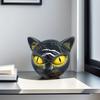 Cat Head Figurine Black Cat Stone Hand-Carved Healing Stone Resin Cat Ornament