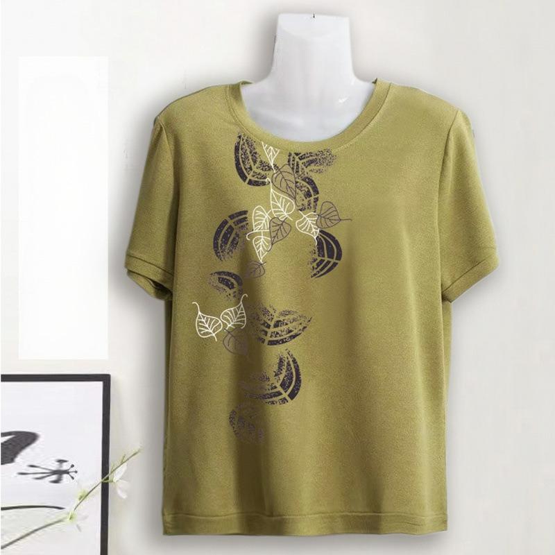 

Mother Women s Clothing + Short-sleeved Plus Fat To Increase Loose Round Neck Simple Half-sleeved T-shirt 6XL
