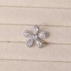 Five-Petal Flower Diamond-Studded Necklace and Earring Pendant in Gold and Silver
