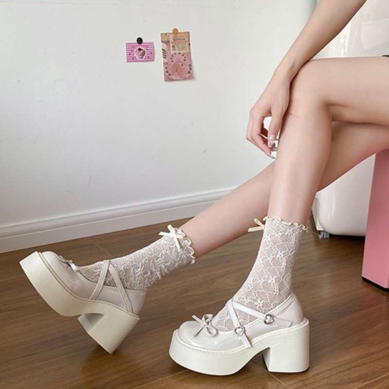 Small thick heel high heels women's Japanese jk heightening bow Mary Jane women's shoes platform British style loafers