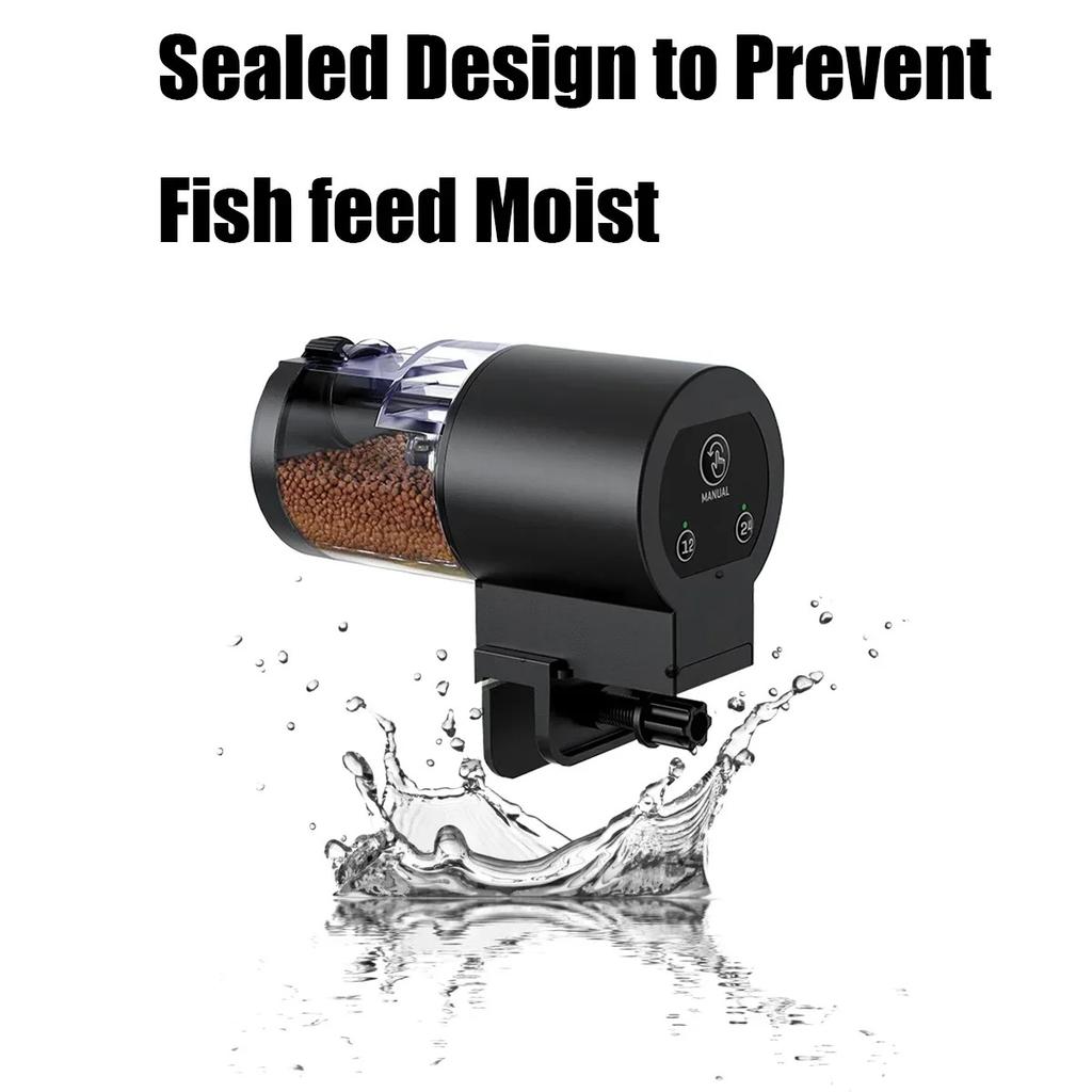 100ML Automatic Fish Feeder Capacity Battery Operated Programmable Timer for Aquarium Fish Tank Easy To Set Up Vacation Use