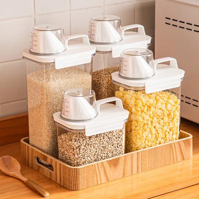 Hermētiski necaurlaidīgi pārtikas uzglabāšanas trauki Plastmasas virtuves uzglabāšanas kaste Graudaugu dozators Graudaugu trauki Aizzīmogoti kannas Virtuves organizators