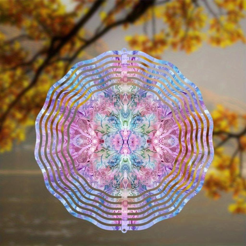 10 Inch Colorful Metal Wind Spinner with 360 Degree Rotation for Garden Balcony Patio Decor Vibrant Outdoor Hanging Ornament In Multi Colors