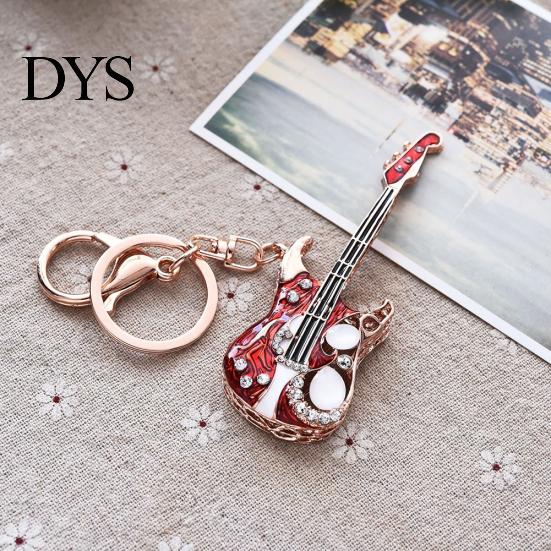 Mode Guitar Strass Vedhæng Nøglering Nøglering Nøgleholder Taske Dekoration Gave