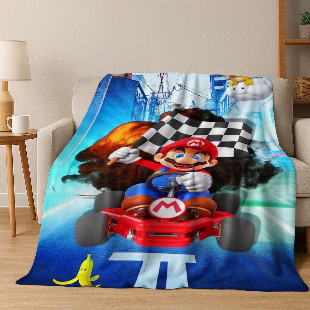 26 Style Mario Cartoon Gift Flannel Blanket,Warm and Cozy Soft Throw Blanket for Home Bedroom Bed Sofa Travel Picnic Cover Kids
