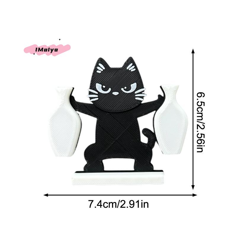 M-Cute Magnetic Cat Whisker Collector Double Vases Design Mini Vase Fridge Magnets Ornaments Memorial Box Home Office Decor