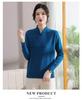 Women's Retro Qipao Collar Knit Sweater - Plus Size, Loose Fit, Solid Color for Middle-Aged & Elderly (2023 Autumn/Winter)