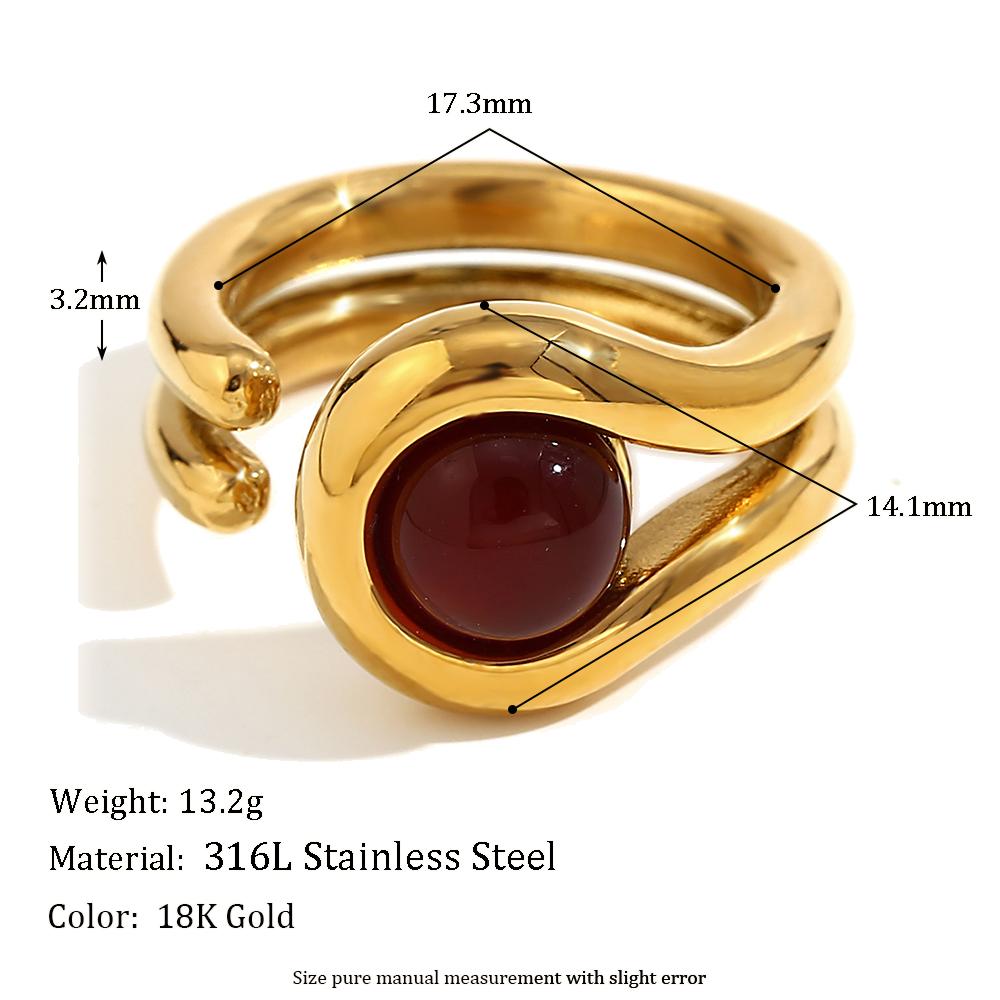 

MamacitaSlay New Design Stainless Steel Double Line Bead Open Ring Party Trendy Waterproof Jewelry Women s Charm Statement Gift 7 золотий