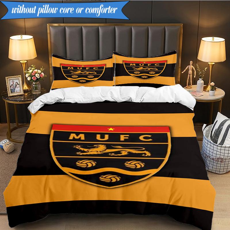 3PCS Football Crest Printed Soft Bedding Set,Including 1pc Duvet Cover And 2pcs Pillowcases Perfect for Bedroom, Dormitory, Fan gift