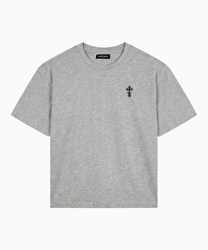 SAINTPAIN Sp Mini Cross Heavyweight Crop Short Sleeve Tee Melange Grey