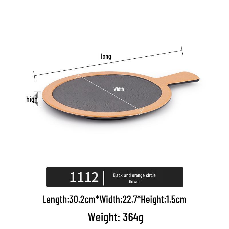 Creative Melamine Plate with Handle - Japanese Imitation Porcelain for Pizza, Steak, and Barbecue