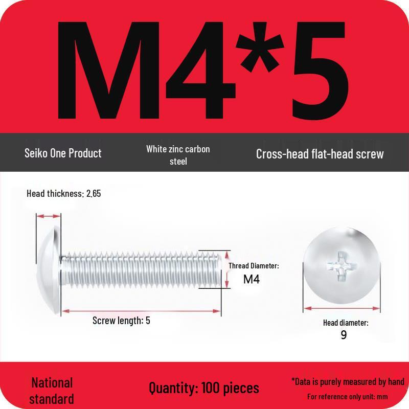 White Zinc M3-M6 Phillips Flat Head, Pan Head, and Mushroom Head Machine Screws