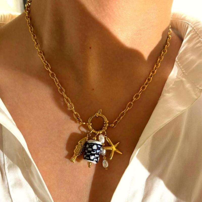 Minimalist Adjustable Chain Necklace For Women Trendy Starfish Pendant Jewelry Dainty Layering Accessory