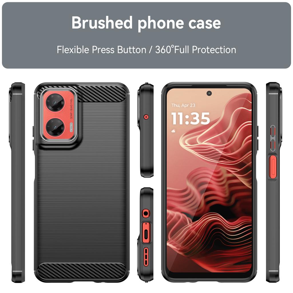 For Motorola Moto G35 5G Case with Screen Film WANLONFENG LS Series Big Lens Hole Brushed Texture TPU Phone Cover