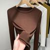 Camicia con fondo modale femminile autunno e inverno Girocollo nero Camicetta interna alla moda a maniche lunghe Top sottili