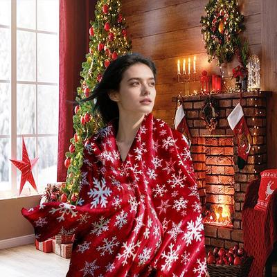 Christmas Blankets And Throws Warm Flannel Snowflake Home Decor Snowflake Soft Couch Throw Blanket For Women Wife Sofa Bed