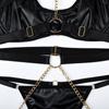 Pvc Faux Latex Strappy Chain  Fetish Lingerie Women Black Blue Light Pink  Clothing