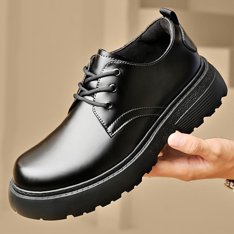 Fashion Men Genuine Leather Shoes Luxury Outdoor Thick Bottom Casual Oxford Shoe for Men Lace Up Beef Tendon Outsole Business Work Shoes