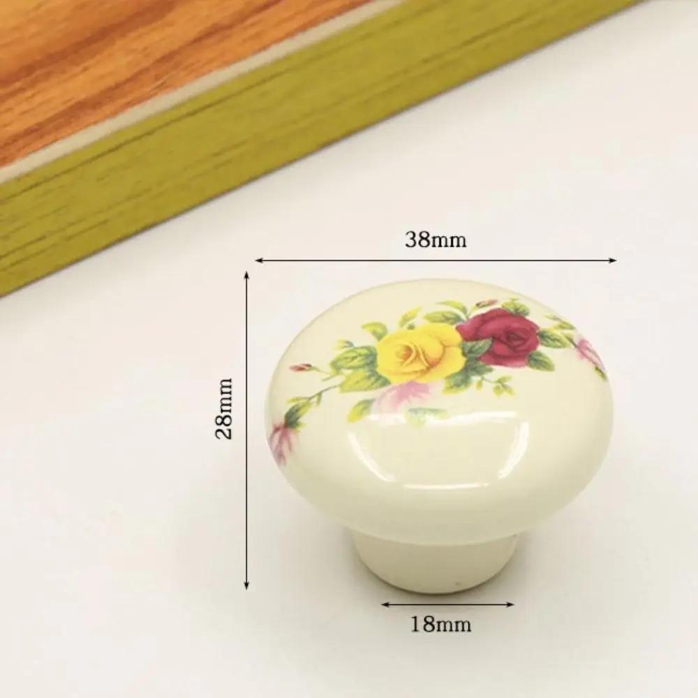 Retro Single Hole Ceramic Cabinet Knob Round European Style Door Pull Handles Vintage Drawer Knobs Kitchen