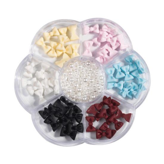 1 Cutie Fundițe Nail Art Pastă Tridimensională Ușor DIY Fundiță Rășină Perlă Faux Amestecat Floare de Prun