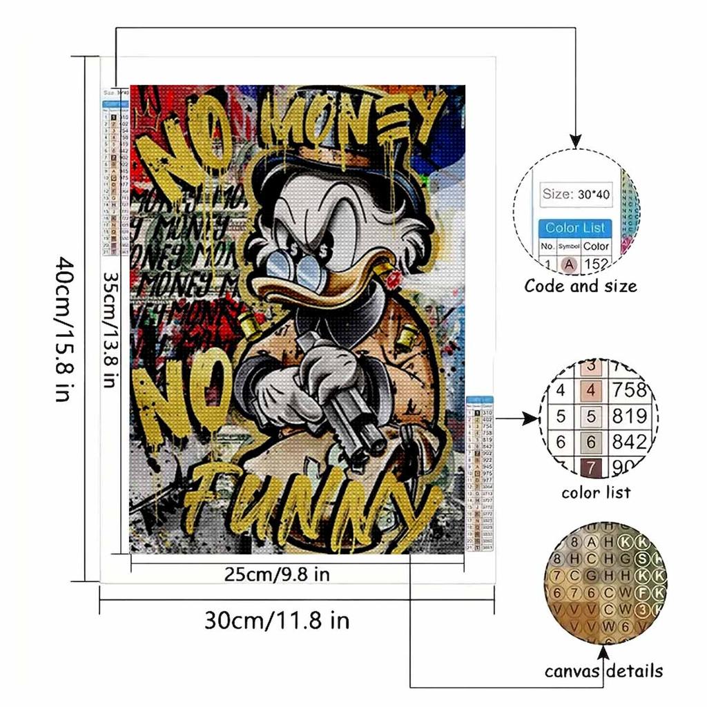 5D DIY Diamond Art Painting Kits for Adults, Violent Donald Duck Full Round Crystal Diamond Kits for Beginner for Home Wall Decorate