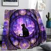 Black Cat Print Flannel Blanket, High Quality Comfortable for All Seasons, Home Decor, Warmth and Comfort, Perfect for Christmas Gifts