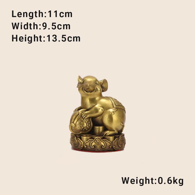12 Chinese Pure Copper Zodiac Animal Figurines Set, Rat, Ox, Tiger, Rabbit, Dragon, Snake, Horse, Goat, Monkey, Rooster, Dog,Pig