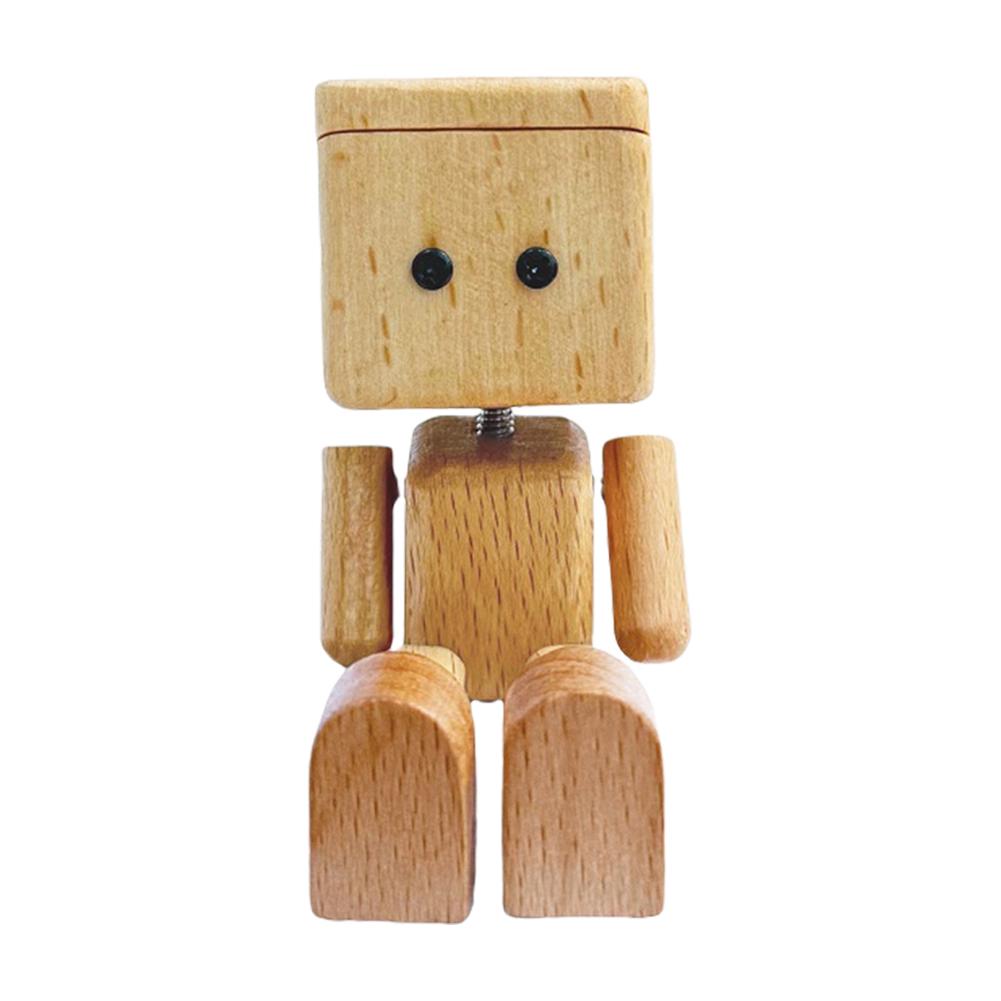 Handmade Shaking Feet Doll Wear Resist Cute Car Wood Ornaments with Clips Funny Wood Desktop Decor for Car Dashboard Decorations