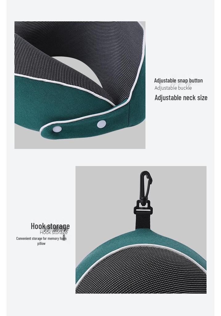 U-Shaped Memory Foam Travel Pillow with Foldable Neck Support, Breathable Design, and Optional Logo Printing.