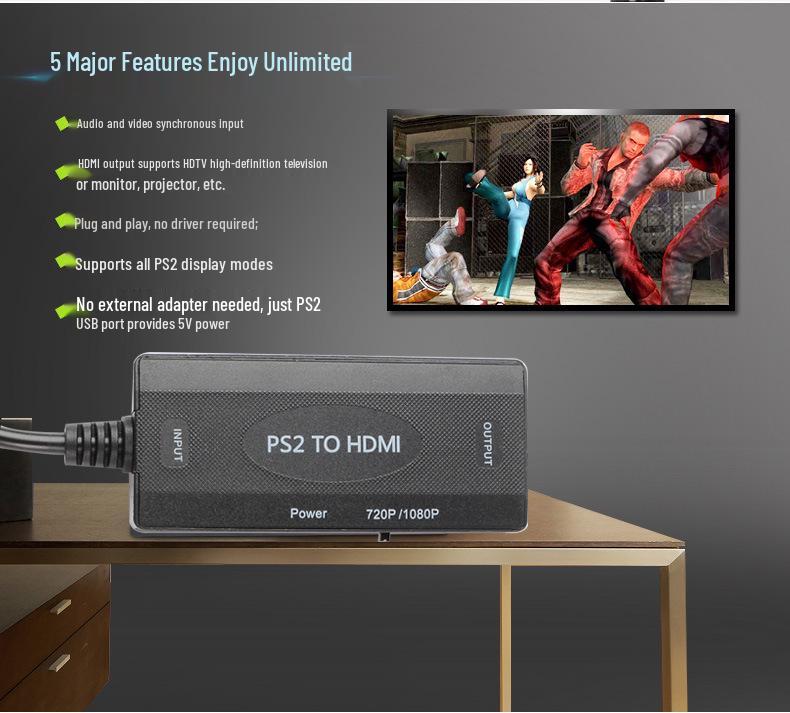 PS2 To HDMI Converter with Audio/Video Interface