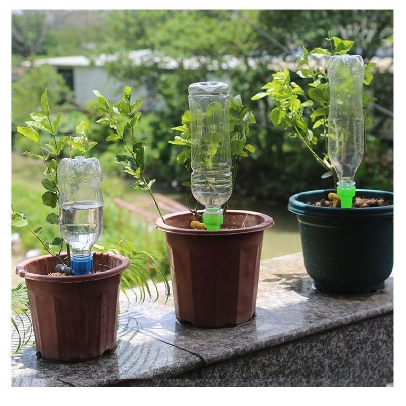 10pcs Adjustable Water Flow Waterer with Switch Valve, Drip Irrigation Lazy Automatic Waterer, Balcony Pottery Dripping God Tool