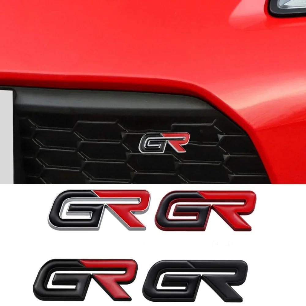 hxqgn9 GR Logo Car Front Grille Emblem Sticker for Toyota Land Cruiser Yaris Camry Vios Corolla 4runner Auto Body Trunk Badge Decal