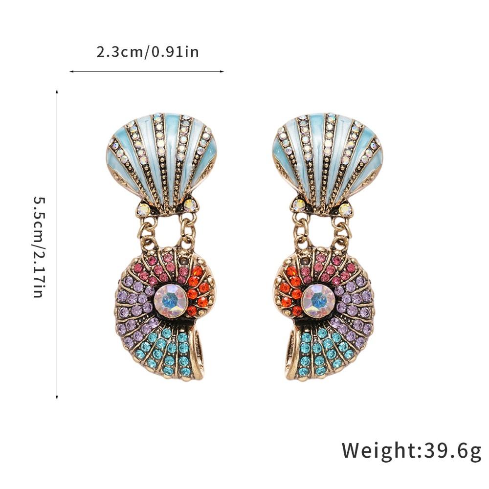 Mediaeval Style Shell Conch Jewelry Colorful Double-layer Necklace Evening Wear Earrings