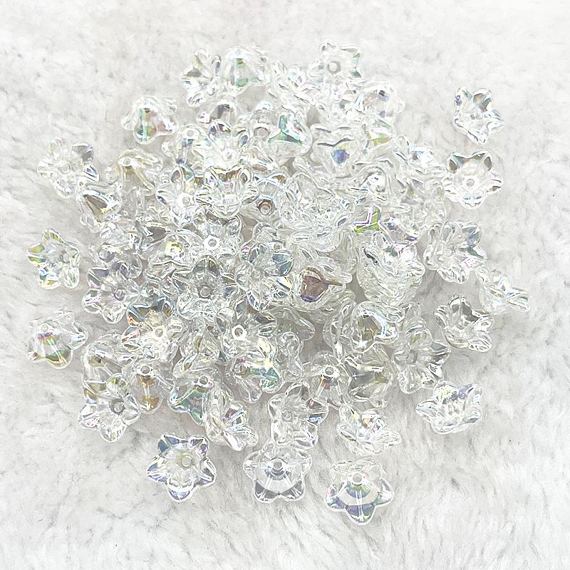 50pcs 7x13mm Gradual Change Acrylic Bellflower Beads Caps Jewelry Findings Charms Bracelets Spacer Beads for Jewelry Making