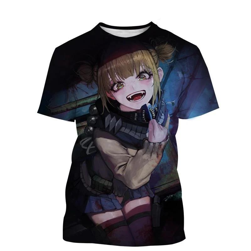 

Аниме персонаж Химико Тога 3D принт Мужские/Женские повседневные модные футболки с круглым вырезом с коротким рукавом модная одежда унисекс 3XL