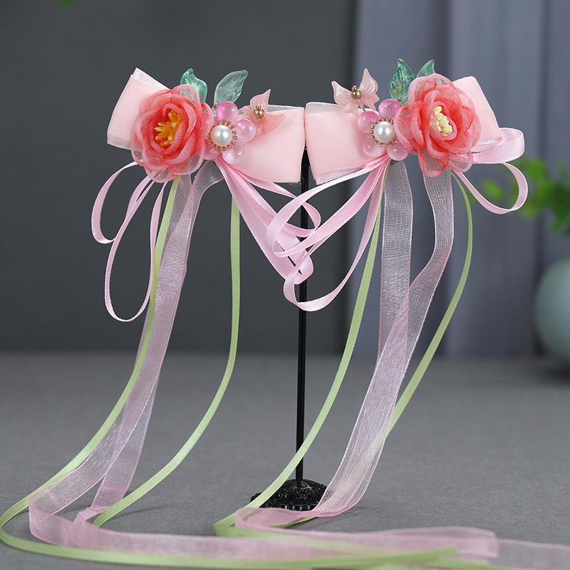 2024 Hanfu Headdress Hairpins: Women's & Children's Tassel Headflower Hair Accessories