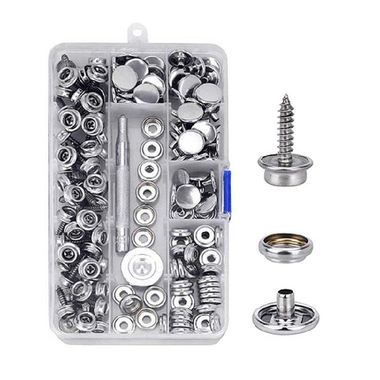

150Pcs Screw Snaps Fastener Kit Tool Marine Grade Stainless Steel Snap Button 1