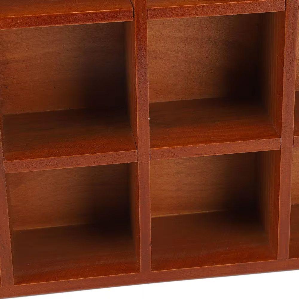 Vintage Style Wood Desktop Organizer Squares Wooden Storage Holder Indoor Display Use