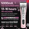 Fenice Sakura Pink Dog Hair Cutting Machine 5000mA Capacity LCD Screen Pet Dog Grooming Clipper Rechargeable Shaver Set2