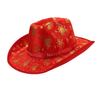 Red Christmas Cowboy Hat Santa Claus Decoration Holiday Party Props Wide Brim Cowgirl Hat Jazz Hat