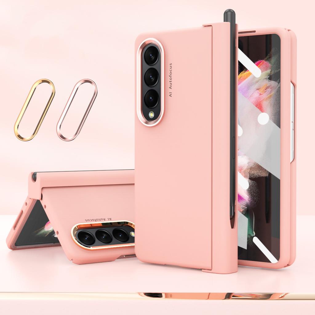 Full Body Plain Matte Protection Case For Samsung Galaxy Z Fold4 5g Fold 4 Zfold4 Tempered Glass Film S Pen Holder Cover