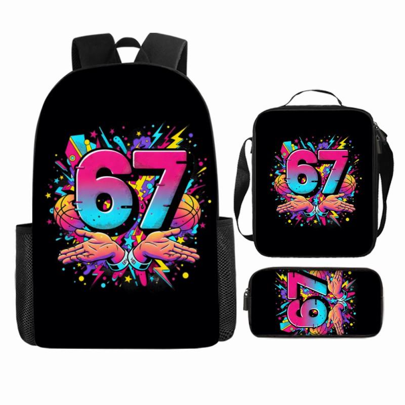 Cartoon Brainrot-Themed Backpack Crossbody Bag Pencil Case School Kids Ages 10-12